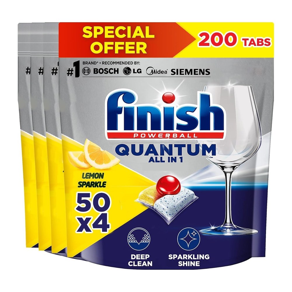 أقراص غسالة الصحون Finish Quantum — 200 قرص (ليمون)