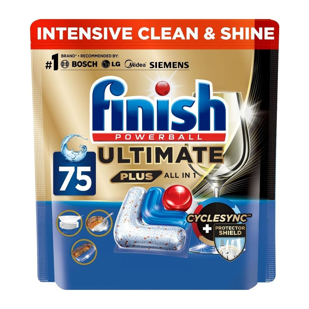 أقراص غسالة الصحون Finish Ultimate Plus — 75 قرصاً (ليمون)
