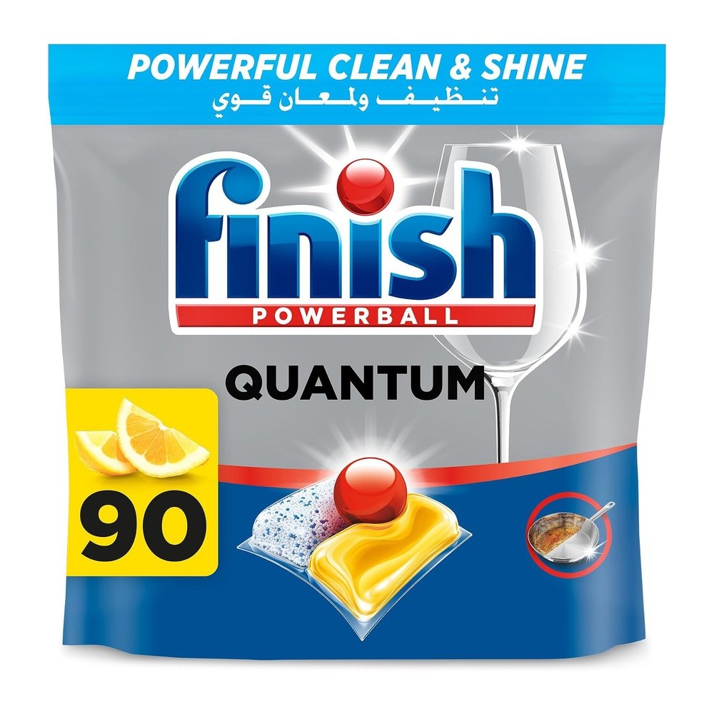 أقراص غسالة الصحون Finish Quantum — 90 قرصاً (ليمون)