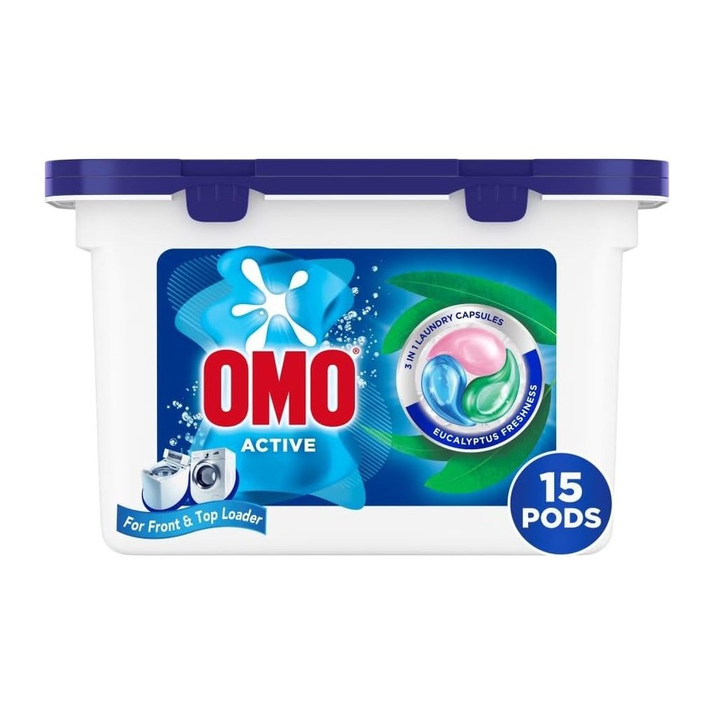 كبسولات غسيل OMO 3in1 — 15 كبسولة (أوكالبتوس)