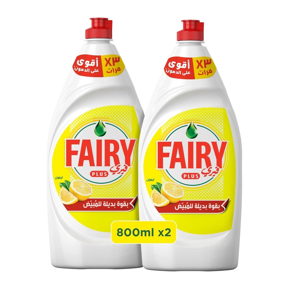 سائل غسيل الأطباق Fairy Plus — ليمون (عبوة مضاعفة)